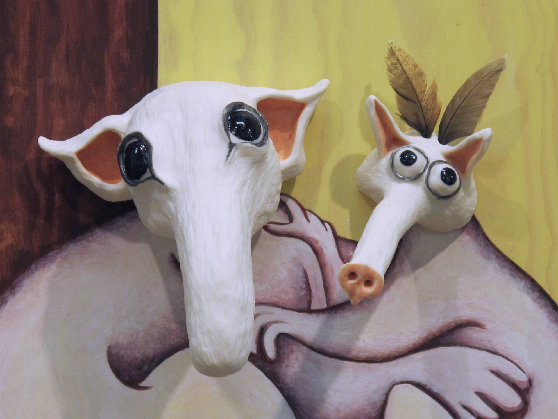 Title Vi sitter också på grenen ni sågar av close up, part of installation titled Ekosystemet vid dammen i skogen