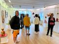 Visitors on the opening of the solo exhibition Sceneries at Lysekils konsthall, 2024.